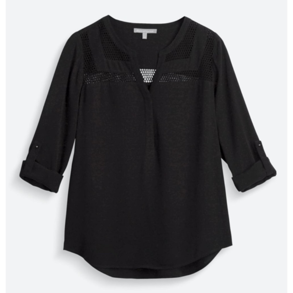 Daniel Rainn 🖤 Shanon Mesh Detail V-Neck Top